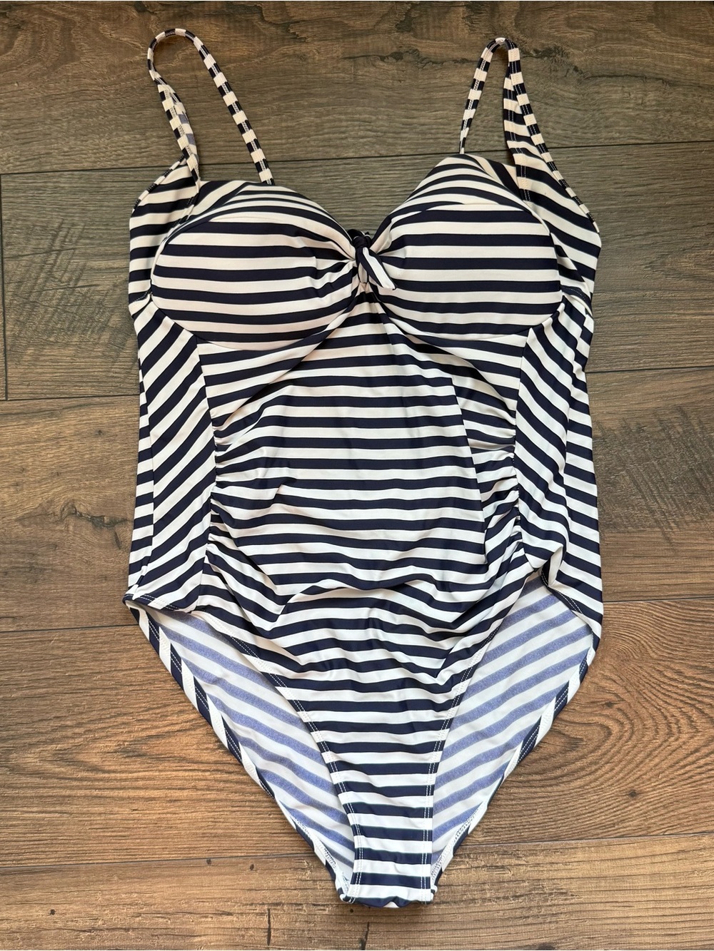 Seraphine Maternity size L Striped One-Piece Swimsuit in Navy and White